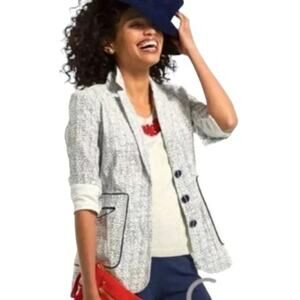 CAbi Code Blazer Textured Career Jacket Tailored in Black & White Women's Size 8